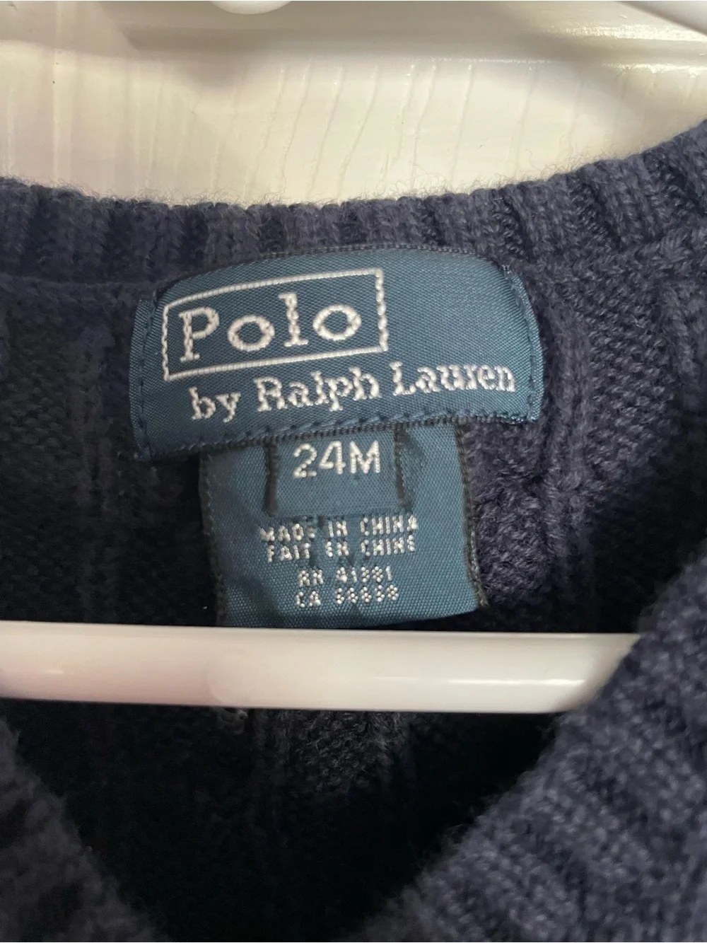 Polo by Ralph Lauren 18-24 Months Navy Cable Knit V-Neck Sweater Vest